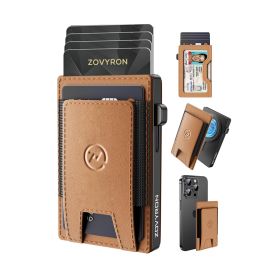 Wallet For Men, 2 In 1 Smart Wallet With Up Card Holder,RFID Blocking Minimalist Leather Wallet Slim Magsafe Wallet (Option: Brown)