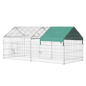 87x41x41-IN Catio Rabbit Guinea Pig Cage Chicken Coop Run, Small Animal Enclousure Outdoor Indoor with Cover and Multiple Doors, Green (Option: Silver)