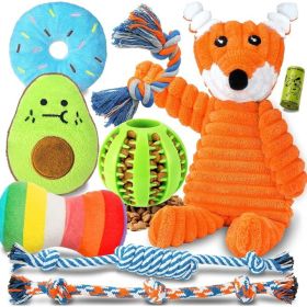 9-Piece Puppy Toy Set For Small Dogs, Including Teething Chew Toys, Cute Squeaky Toys, Balls, And Rope Toys For Playtime And Dental Care (Option: Stuffed Fox)