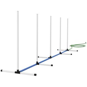 2PCs Dog Agility Kit with Weave Poles, Spray Water Tube, Whistle, Carry Bag, White (Option: White)