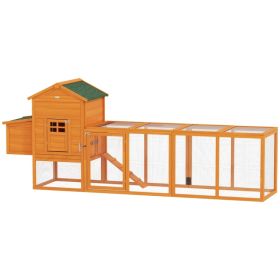 117" Extra Large Chicken Coop with Asphalt Roof, Wooden Hen House with Slide-out Tray, Quail Hutch with Nesting Box, Orange (Option: Orange)