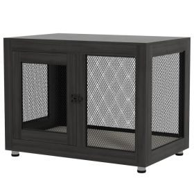 Pet Crate End Table with Water-resistant Cushion or Large Medium Dogs, Black (Option: Black)