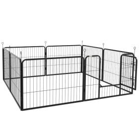 8 Panel Heavy Duty Dog Playpen 23.5" Height for Small Medium Dogs (Option: Black)