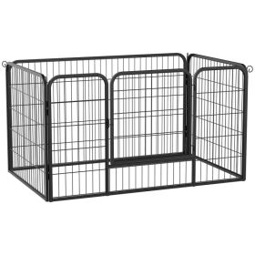 32"W 4-Panel Metal Dog Pen Exercise Pet Playpen Dog Indoor/Outdoor Fence, Black (Option: Black)