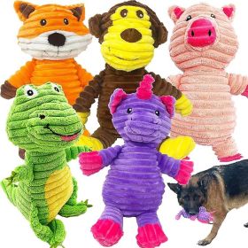 5-Pack Corduroy Plush Squeaky Dog Toys For Medium And Large Dogs (Option: Corduroy)