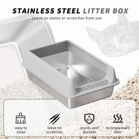 Stainless Steel Cat Litter Box - Non-Stick, Scratch Resistant, Easy To Clean, Odorless & Durable (Option: GreyL)