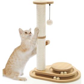 Medium-sized Two-layer Sisal Cat Scratching Post, Indoor Cat Interactive Toy, Wooden Ball Lane Hanging Ball For Kittens. (Option: As shown in the figure)