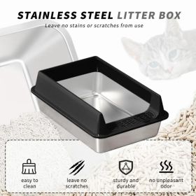 Stainless Steel Cat Litter Box - Non-Stick, Scratch Resistant, Easy To Clean, Odorless & Durable (Option: BlackL)
