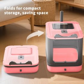 Elf Cat Litter Box, Dual-Entry Fully Enclosed, Odor-Free, Modern White, Easy Clean Drawer Tray (Option: Pink)